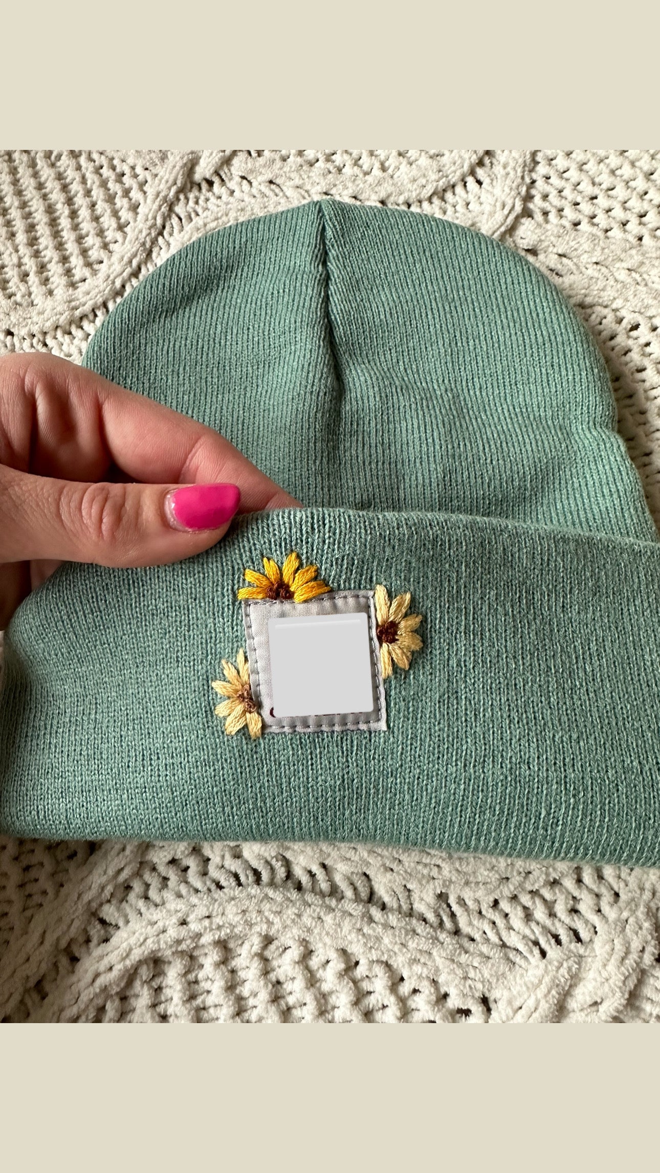 Sunflower Beanie PDF Embroidery Design