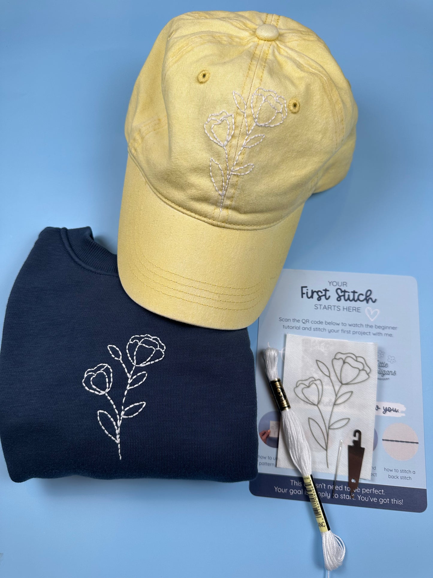 The First Stitch Kit — Beginner Hand Embroidery Kit for Clothing