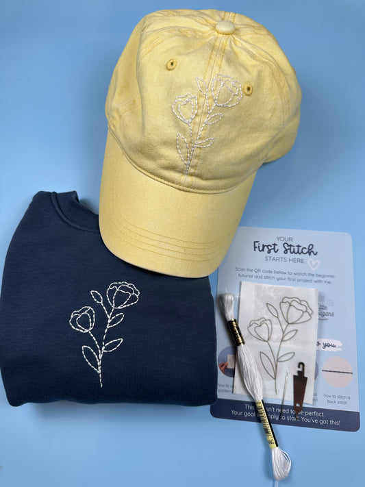 The First Stitch Kit — Beginner Hand Embroidery Kit for Clothing