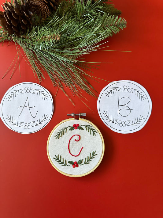 Festive Initial Ornament Digital Embroidery Design- Entire Alphabet