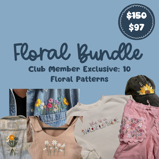 Floral Embroidery Pattern Bundle | 10 Exclusive Clothing Embroidery Patterns (Members Only)