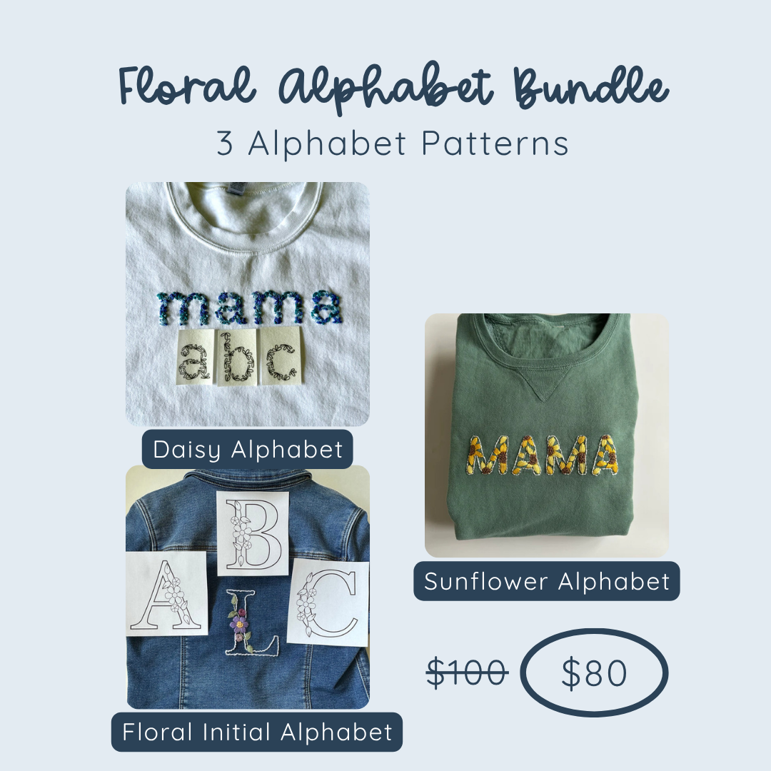Floral Alphabet Bundle- 3 Alphabet Embroidery Designs