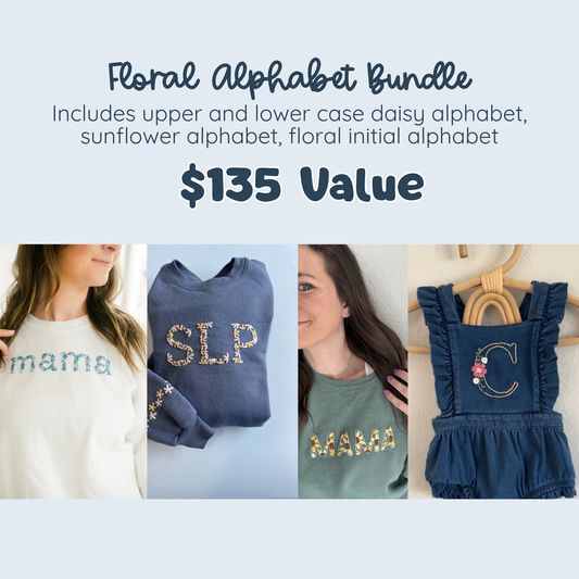 Floral Alphabet Bundle- 4 Alphabet Embroidery Designs