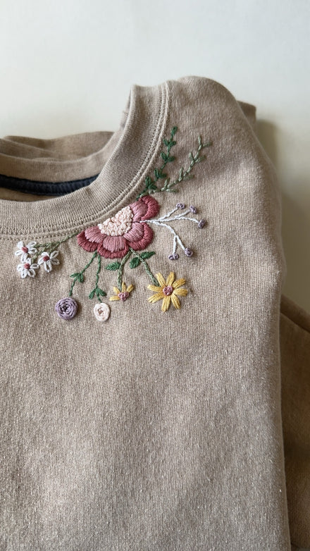 Florals stitched on clothing